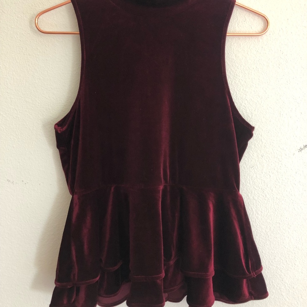 Burgundy Velvet Halter Top